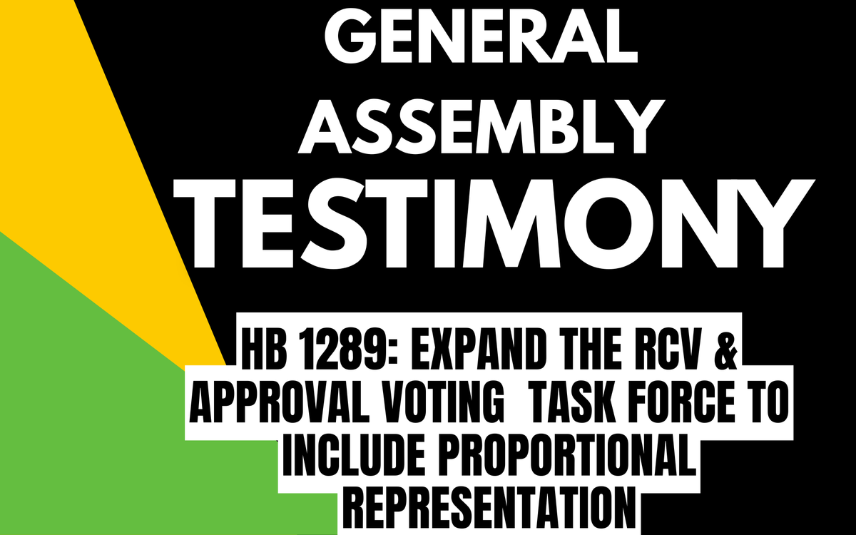 HB 1289: Expand the RCV Task Force to Include Proportional Representation